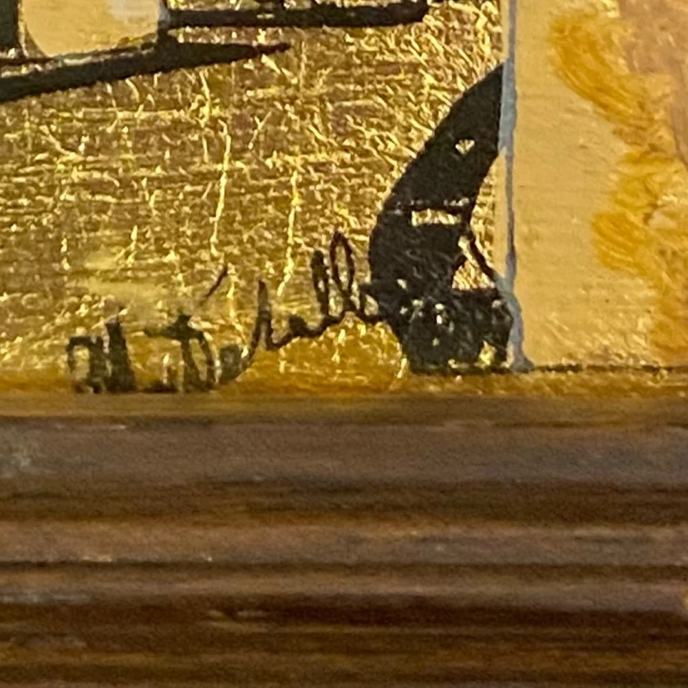 Mini Picture Hand Painted 23 K Gold Leaf Signed Italian Florentine Wall Gallery